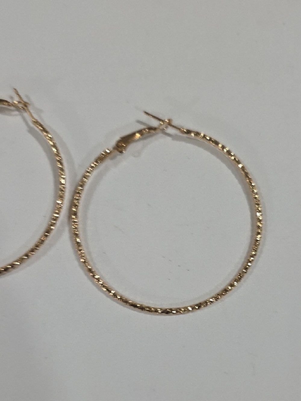 Gold Textured Hoop Earrings – Classic Women’s Statement Fashion Jewelry - 2-inch - Picture 7 of 10